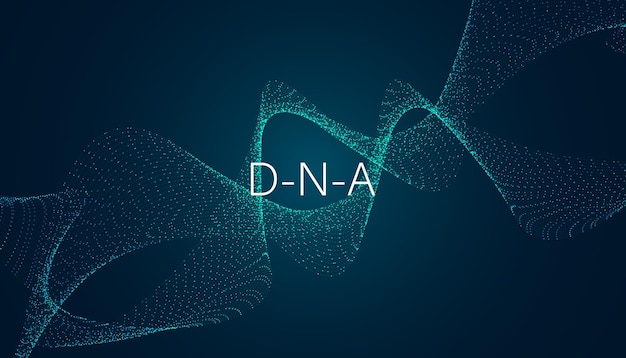 Vector abstract dna digital flowing concept background dna molecule helix medical genetic engineering