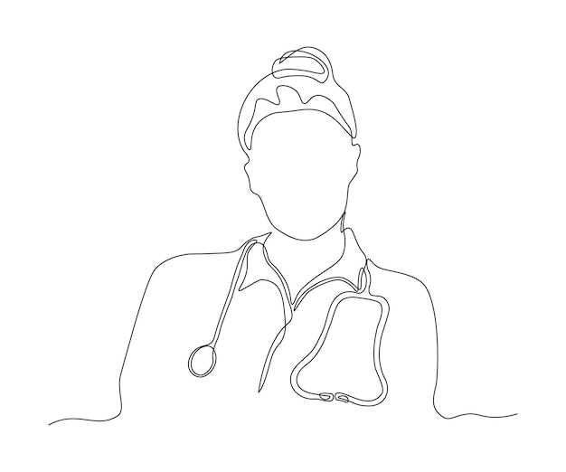 Vector abstract doctor without a face with a stethoscope