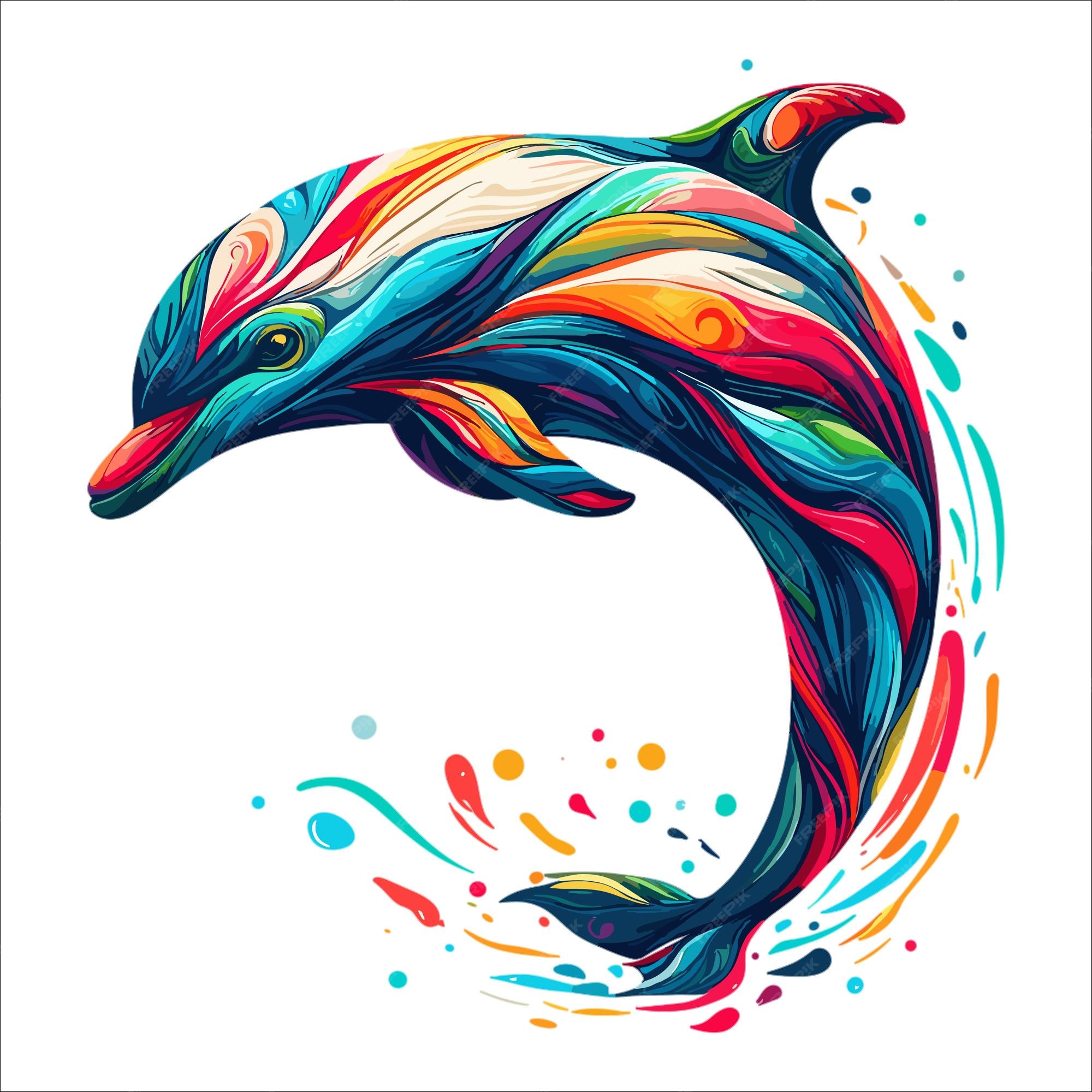 Premium Vector | Abstract dolphin multicolored paints colored drawing