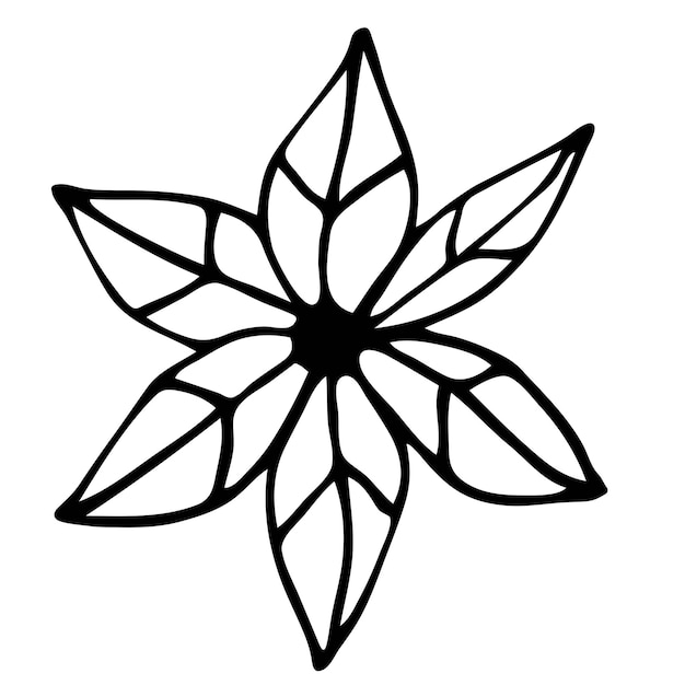 Abstract doodle flower Handdrawn outline of a fantasy flower