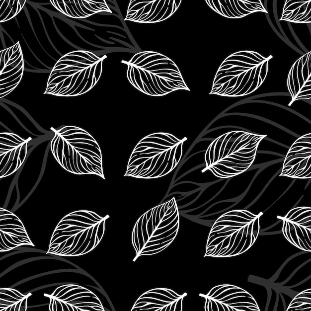 Abstract doodle leaves seamless pattern design