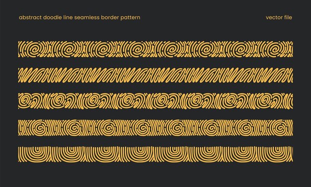 Vettore astratto doodle linea antica tribù confine glifo modello senza cuciture set per la decorazione del disegno africano o azteco tribù come modello illustrazione vettoriale confine