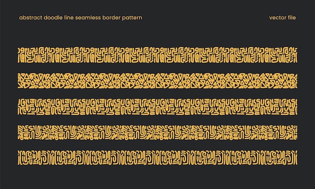 抽象的なドードルライン ボーダーデザインのシームレスパターン 装飾 アフリカやアステカの部族のようなパターン ボーダーベクトルイラスト