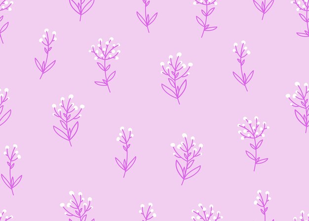 Abstract doodle pink seamless pattern with floral elements wallpapers vector design