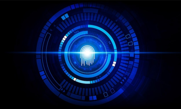 abstract door open light technology finger scan background hitech