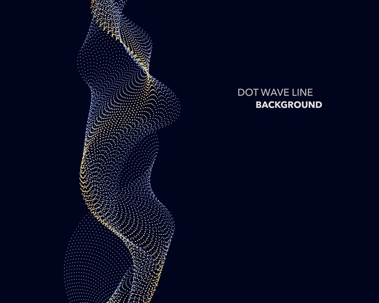 Vector abstract dot wave line background.