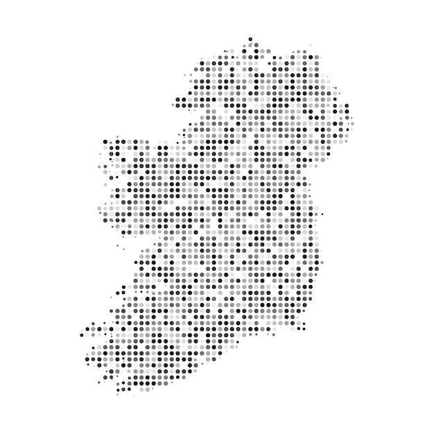 Abstract dotted black and white halftone effect vector map of Ireland Country map digital dotted design vector illustration