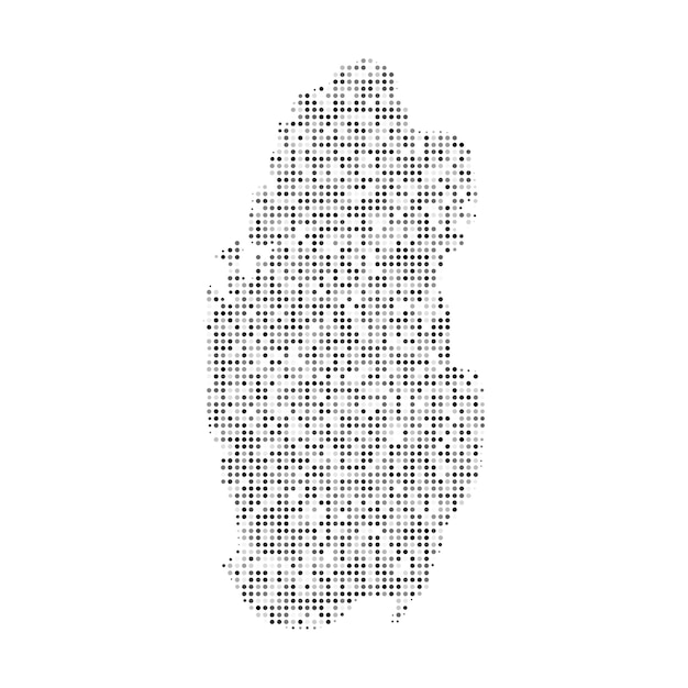 Abstract dotted black and white halftone effect vector map of Qatar Country map digital dotted design vector illustration