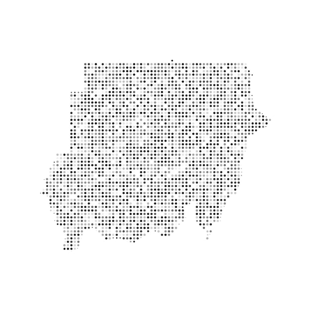 Abstract dotted black and white halftone effect vector map of Sudan Country map digital dotted design vector illustration