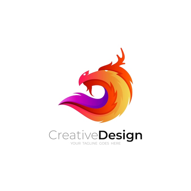 Abstract dragon logo template animal logos