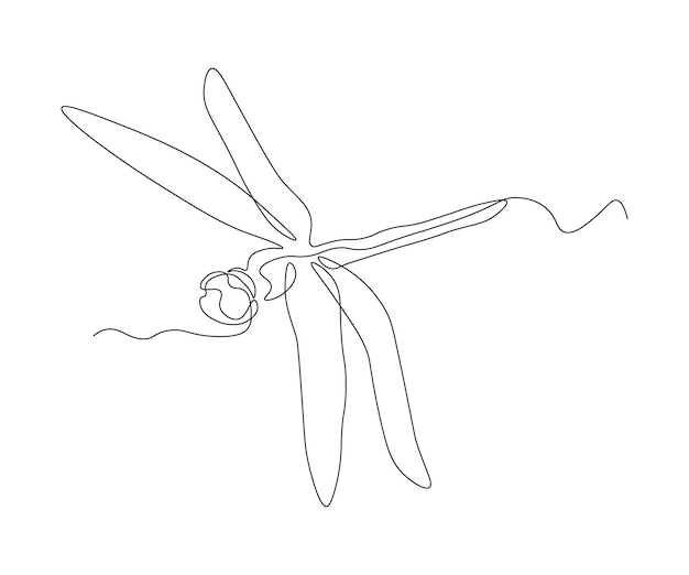 Abstract dragonfly continuous one line drawing