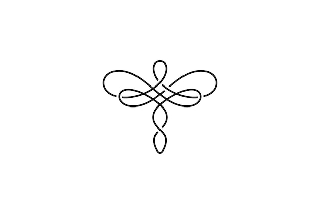 Vettore logo astratto di libellula con stile di design line art