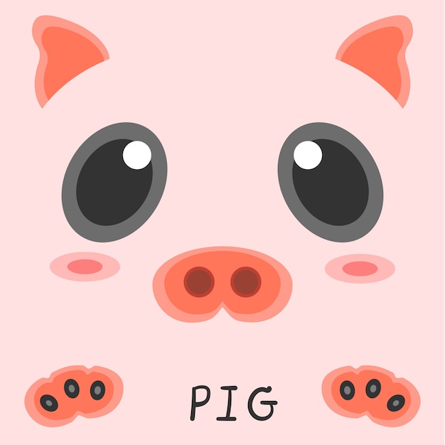 Abstract drawing animal pig picture 2d design.