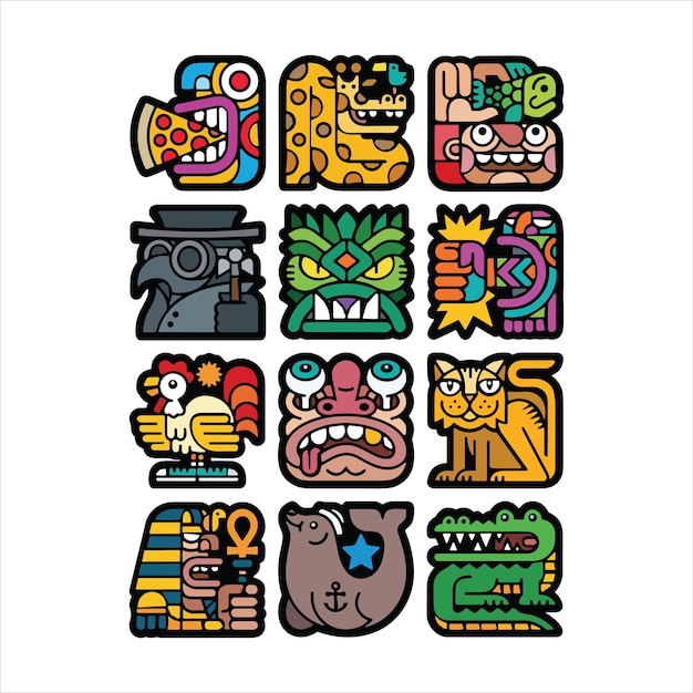 Vector abstract drawings of colorful icons