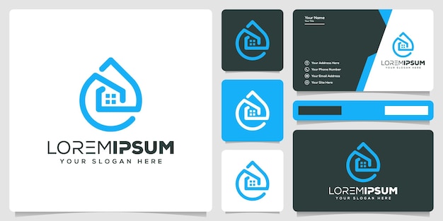 Abstract drop and house logo design