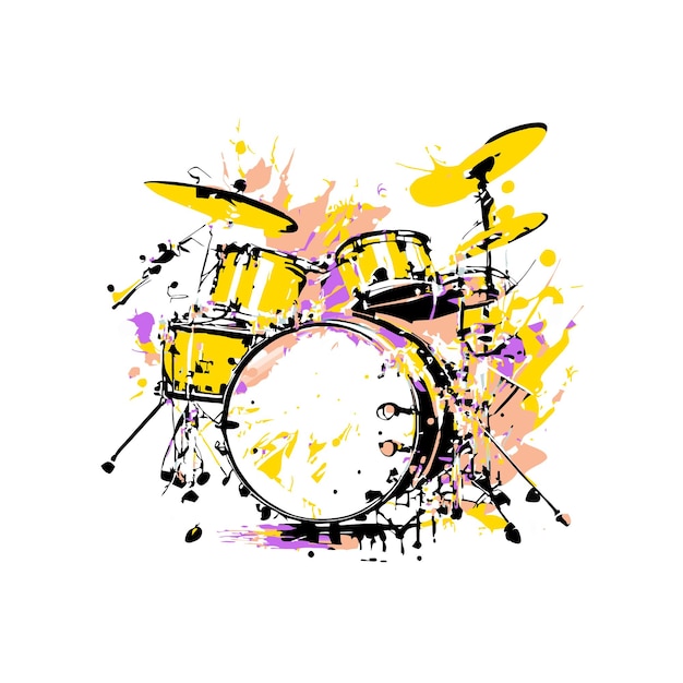 Abstract drum set in splash vector