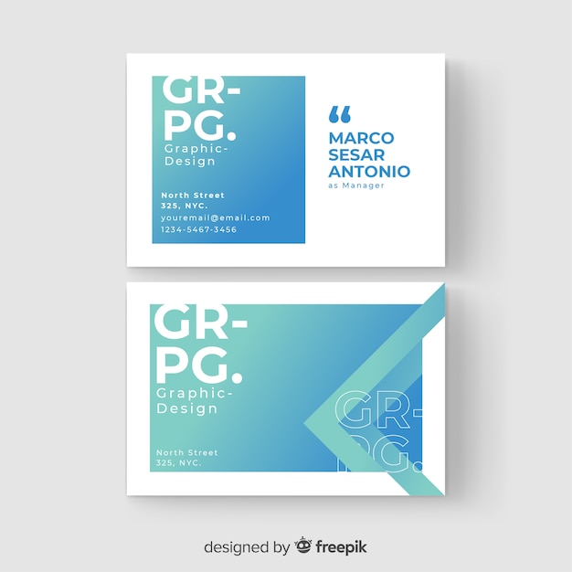 Abstract duotone gradient shapes business card template