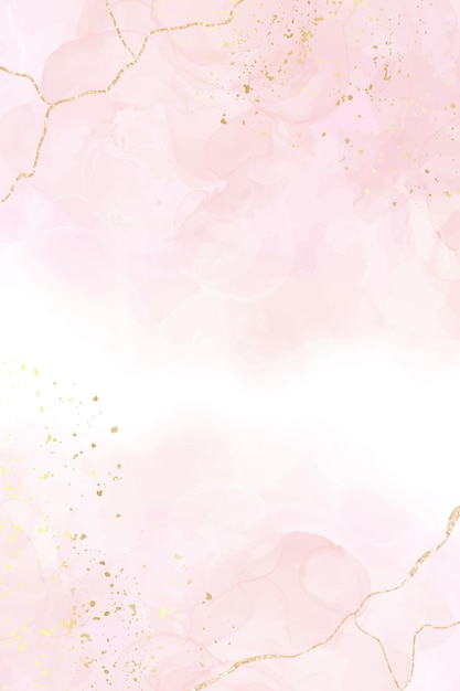 Vector abstract dusty blush liquid watercolor background with golden crackers