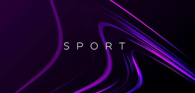 Abstract dynamic composition with wavy curve 3d element on dark backdrop with sport