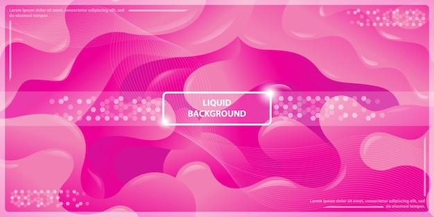 abstract dynamic liquid gradient and lines with magenta banner background