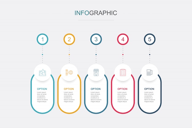 Abstract e-commerce infographics 5 options template. data visualization