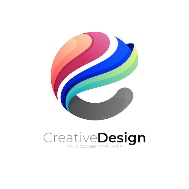 Abstract e-logo kleurrijk ontwerp vectorafbeelding, 3d-logo's