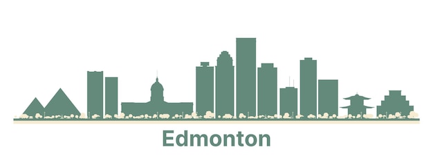 Abstract Edmonton Canada City Skyline with Color Buildings