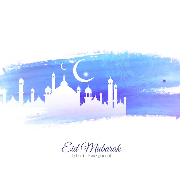 Abstract Eid Mubarak watercolor background design