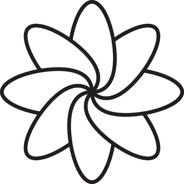 트렌디하고 최소한의 스타일로 추상 8개의 꽃잎 꽃 로고 그림