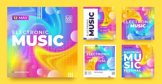 Vector abstract electronic music instagram posts