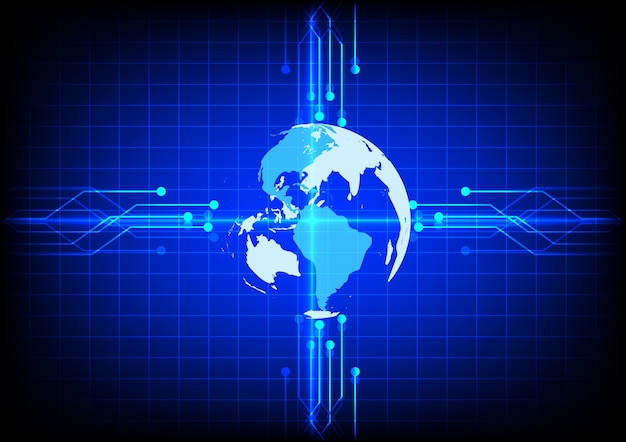 Vector abstract electronics world  digital technology  blue background