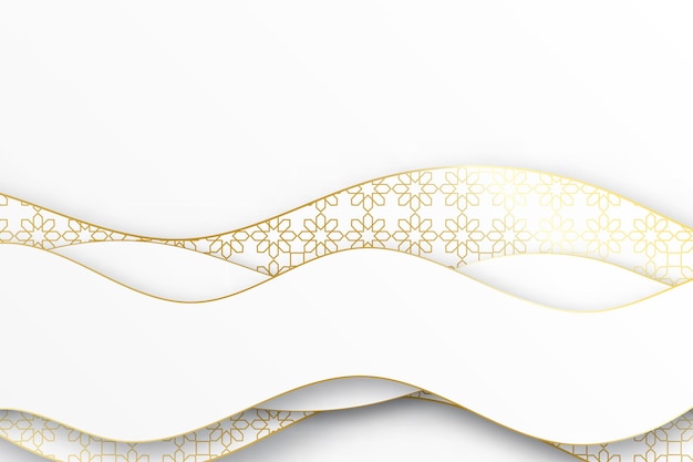 Vector abstract elegant 3d paper cut background arabic geometric pattern with golden lines wave