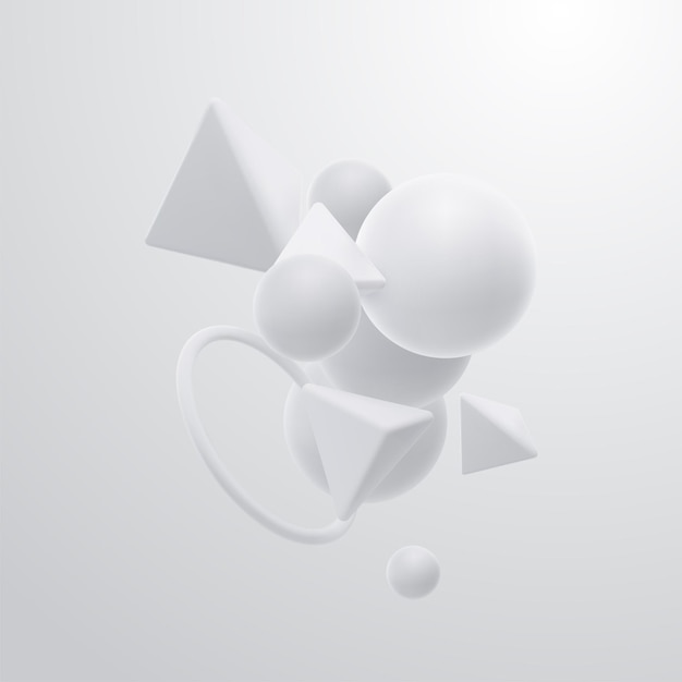 Abstract elegant background with white 3d geometric shapes cluster cloud