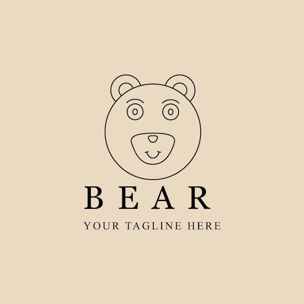 Абстрактный элегантный медвежий логотип иконка векторного дизайна с векторным знаком на подкладке животных