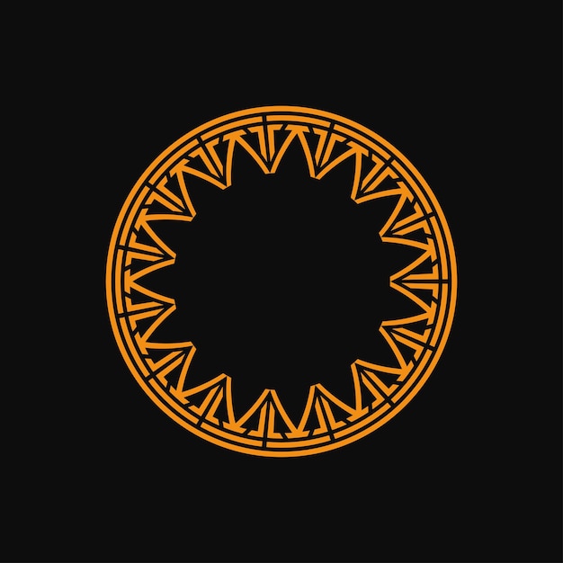 abstract elegant black orange circle sun pattern frame