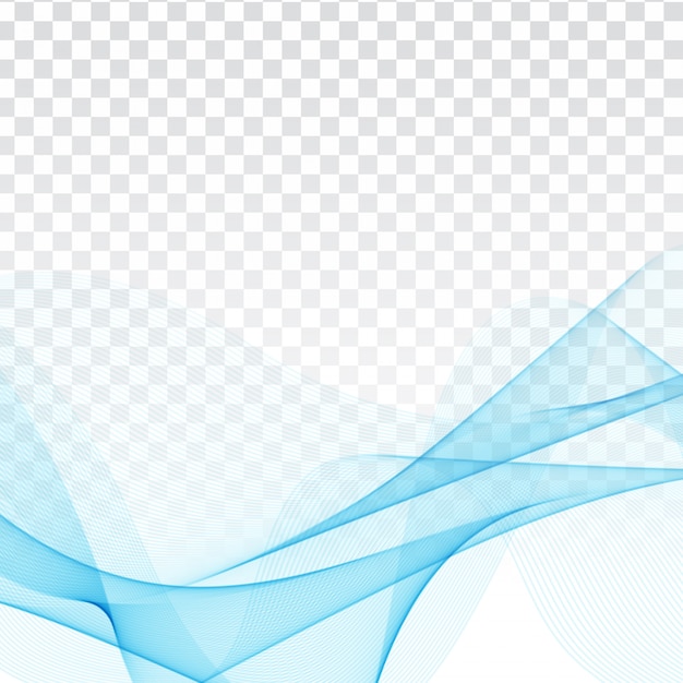 Vector abstract elegant blue wave design on transparent background