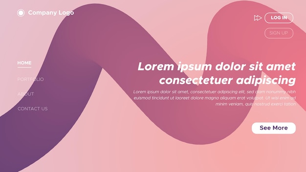 Abstract and elegant feel 3d fluid background website landing page template