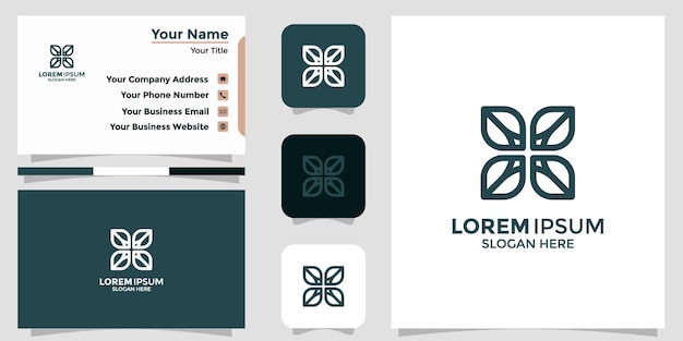 Vector abstract elegant flower logo icon and business card