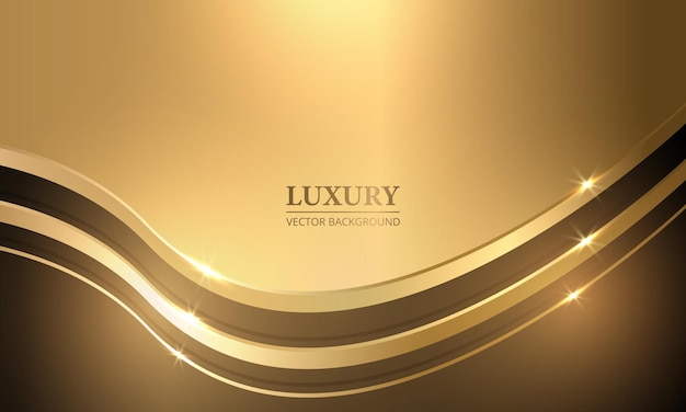 Vector abstract elegant gold luxury background with golden lines realistic luxury background with gold 3d metal waves and bright highlights vector illustration