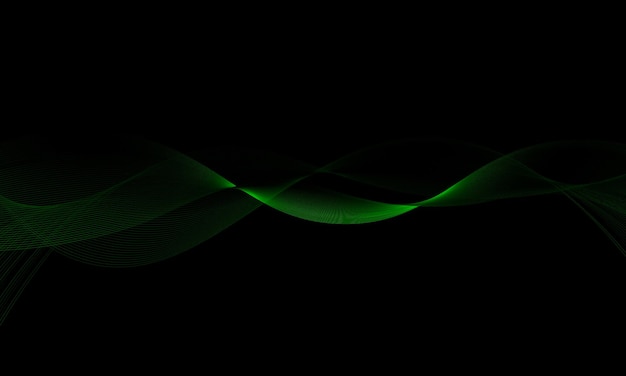 Abstract elegant green waves lines on black background. best smart design for your business.