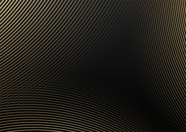 Vector abstract elegant template black and gold line overlapping dimension on dark background luxury style. abstract stripes golden lines on black background