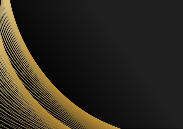 Abstract elegant template black and gold line overlapping dimension on dark background luxury style. abstract stripes golden lines on black background