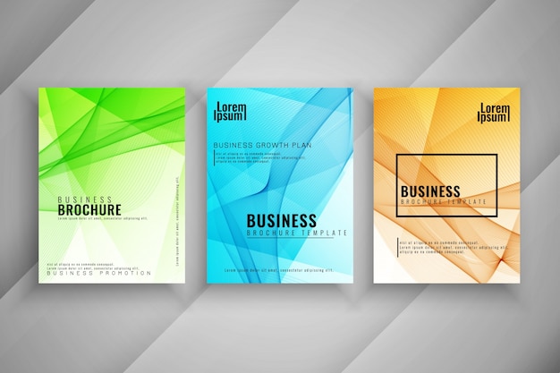 Abstract elegant wavy business brochure set