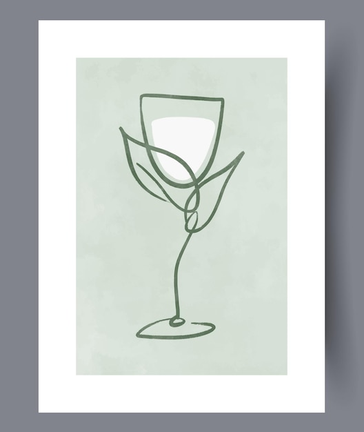 Abstract elegant wine glass wall art print