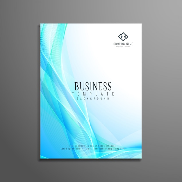 Abstract elegante blauwe golvende zakelijke brochure sjabloon