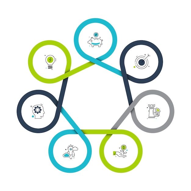 Абстрактный элемент разделен на 7 частей. диаграмма вектора инфографики.