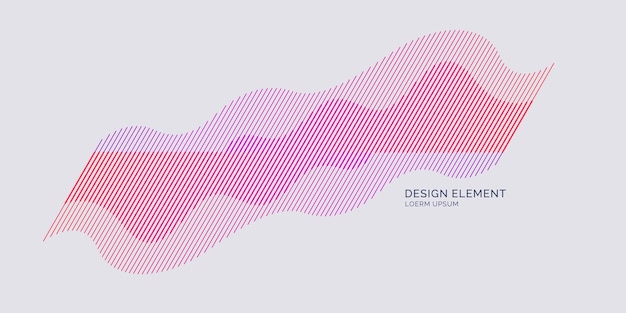 Abstract element with dynamic linear waves. Vector illustration in flat minimalistic style