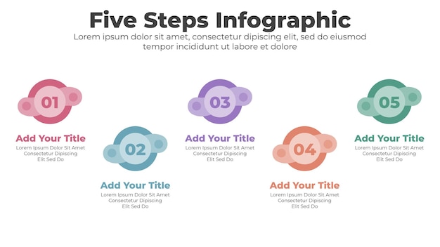 Elementi astratti di grafico e diagramma con infografica a 5 passaggi