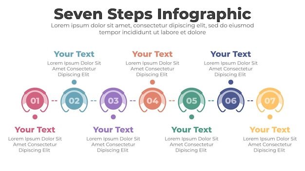 Abstract elements of graph and diagram with 7 steps infographic