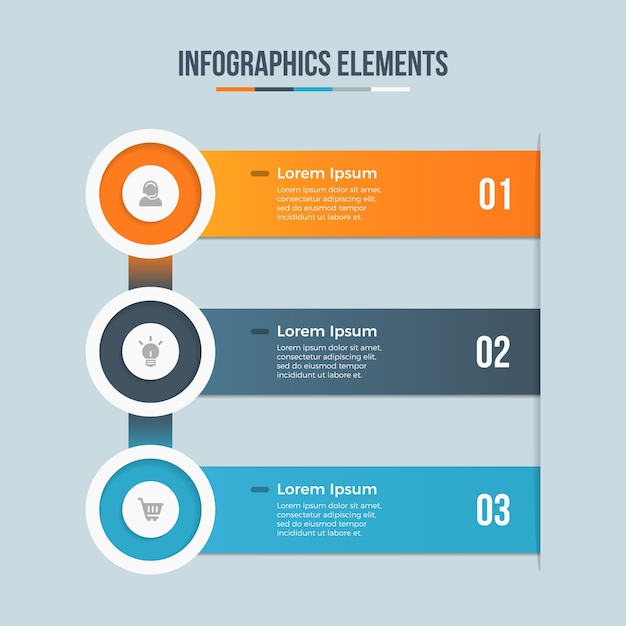 Abstract elements of graph, diagram with steps, options, parts or processes